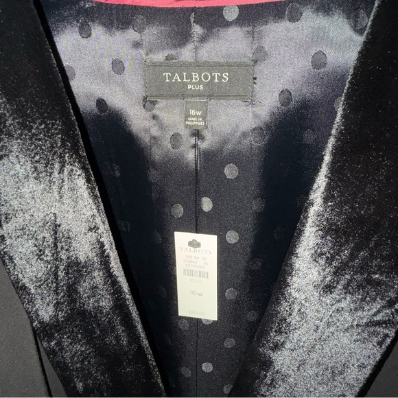 NWT TALBOTS STRETCH CREPE TUXEDO BLAZER - Black Velvet 16W - Picture 7 of 16